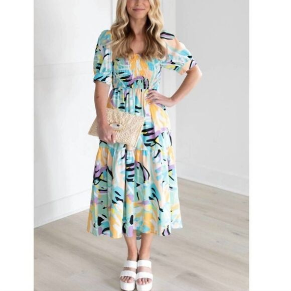 CROSBY BY MOLLIE BURCH wilder dress in paradise palm Large - Picture 1 of 6